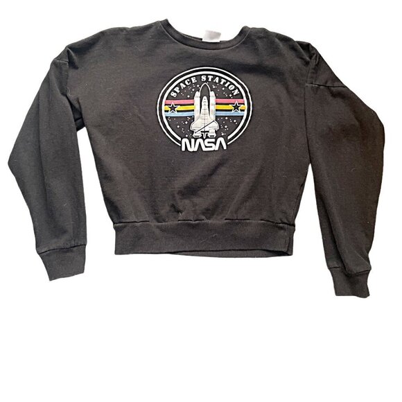 NASA‎ Cropped Sweatshirt Black Size Extra Small Excellent Condition - Picture 1 of 3